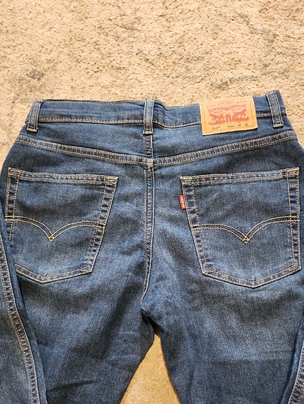 Levis 511 Performance Slim Jeans Boys Sz 16 28 x 30 Medium Wash Blue Red Tab
